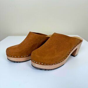 Lotta From Stockholm | High Heel Classic Clog | Size 6 | Brown Leather & Alder w